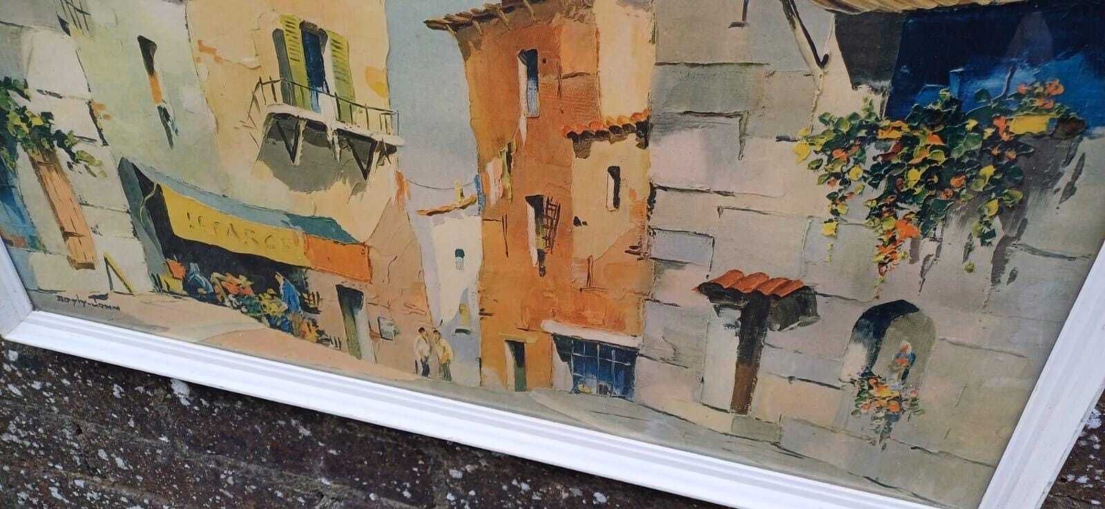 Vintage Framed Print “The Old Archway” By Morlyn Jones – Mediterranean Village Scene – 1960s Wall Art, White Frame, Retro Charm photo buy