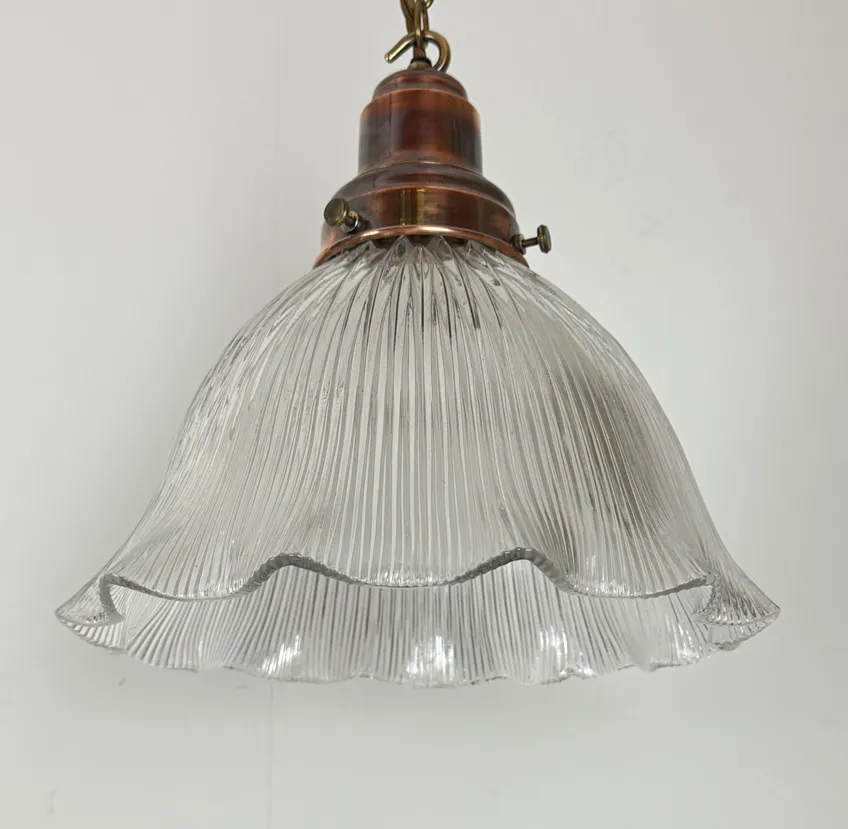Extra Large Antique Holophane Pendant Light (55174) photo Lighting