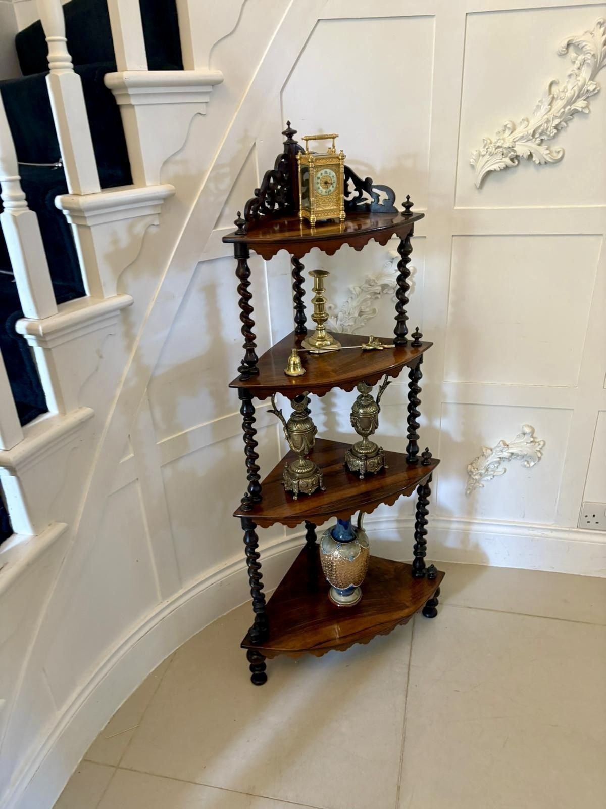 Superb Quality Antique 19th Century 4 Tier Rosewood Corner Whatnot photo Furniture