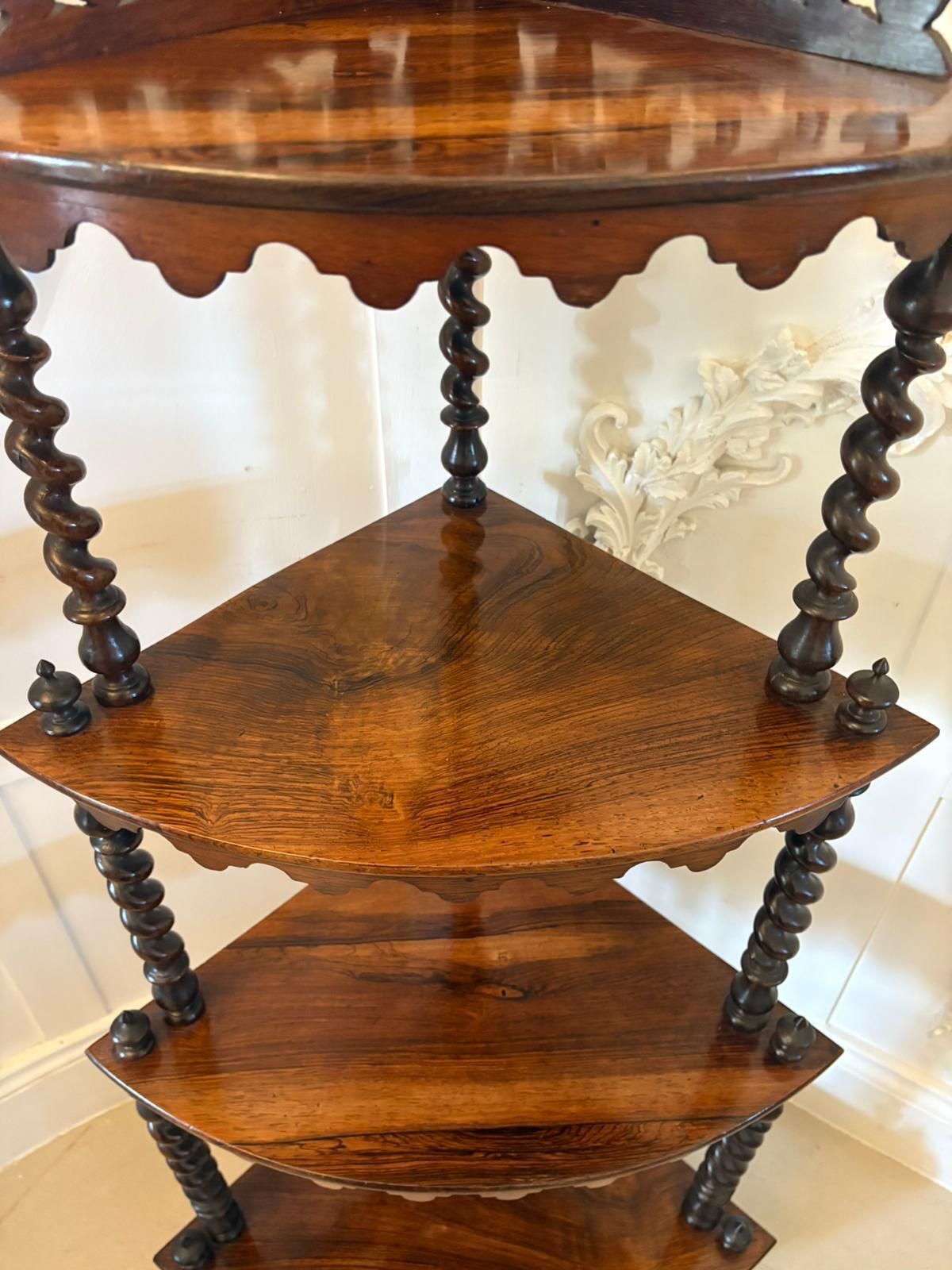 photo for sale Superb Quality Antique 19th Century 4 Tier Rosewood Corner Whatnot