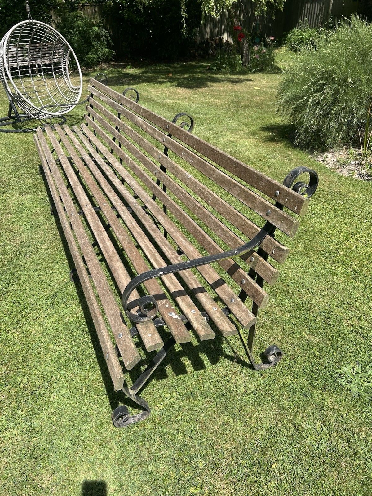 Antique Wrought Iron Garden Bench Seat Chair Victorian 10ft Period Old Reclaim photo buy