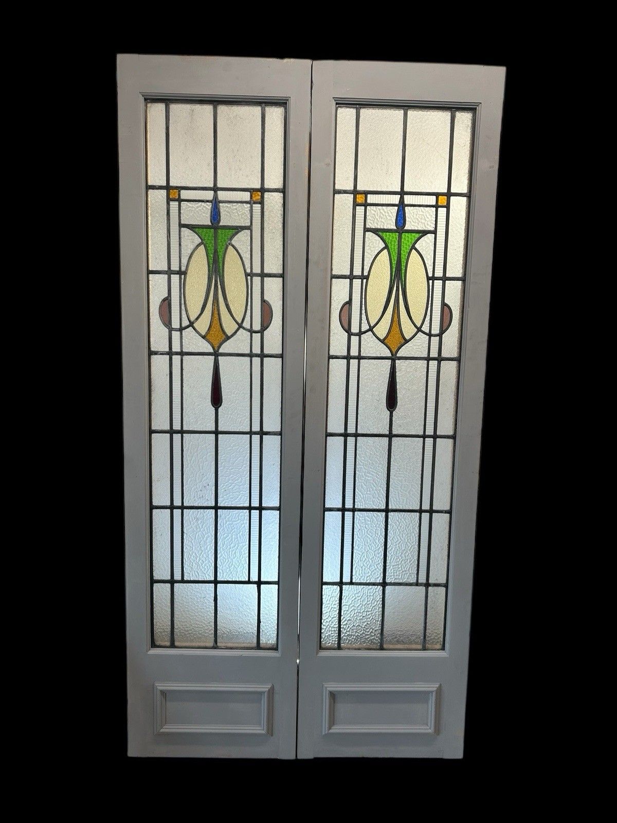 Art Deco French Doors Room Dividers Stained Glass Old Period Reclaimed Antique