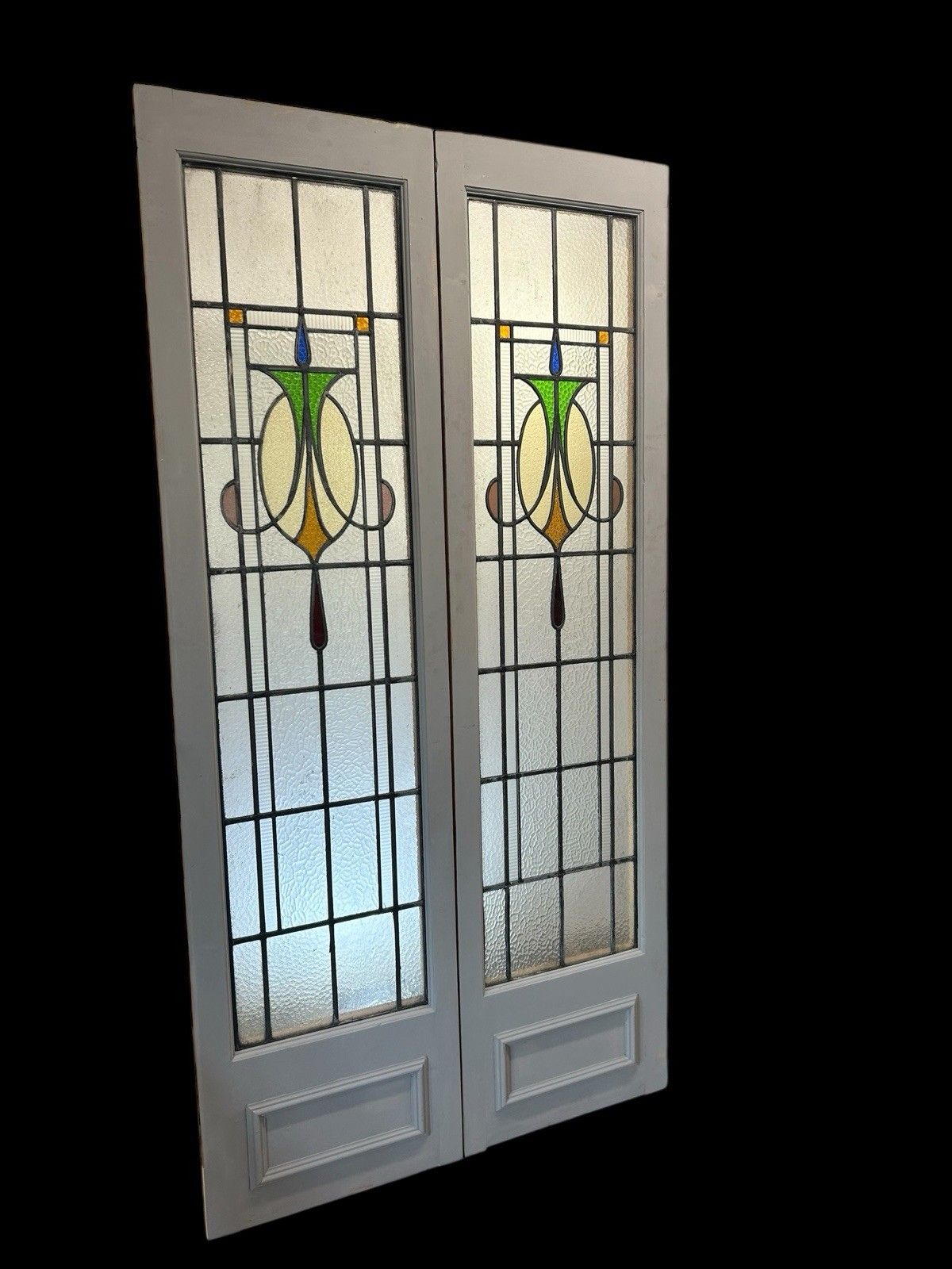 Art Deco French Doors Room Dividers Stained Glass Old Period Reclaimed Antique photo furniture