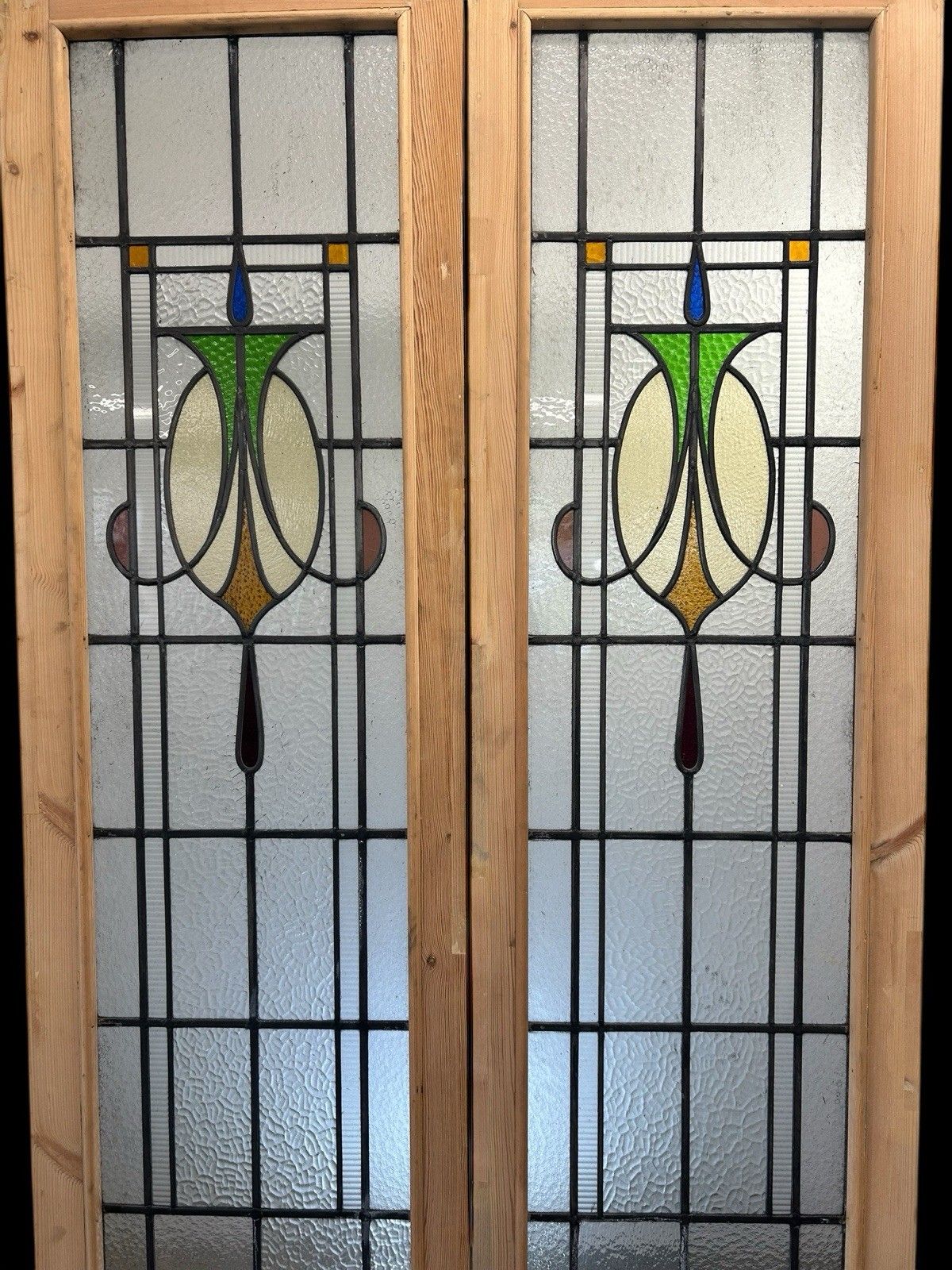 Home Decor Art Deco French Doors Room Dividers Stained Glass Old Period Reclaimed Antique photo