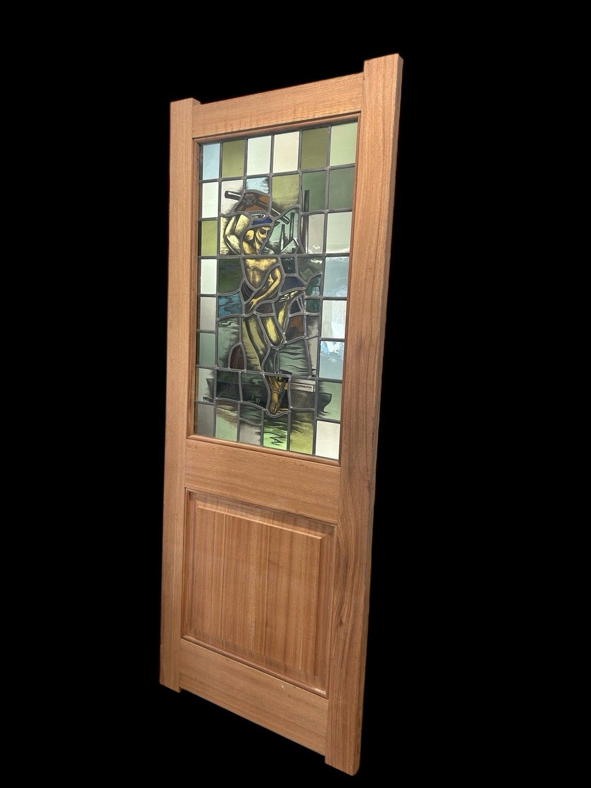 Hand Painted Stained Glass Front Door Antique Reclaimed Restored Wood Leaded Old photo Home Fixtures