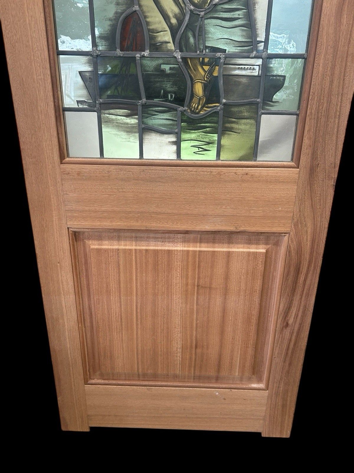 Hand Painted Stained Glass Front Door Antique Reclaimed Restored Wood Leaded Old photo buy