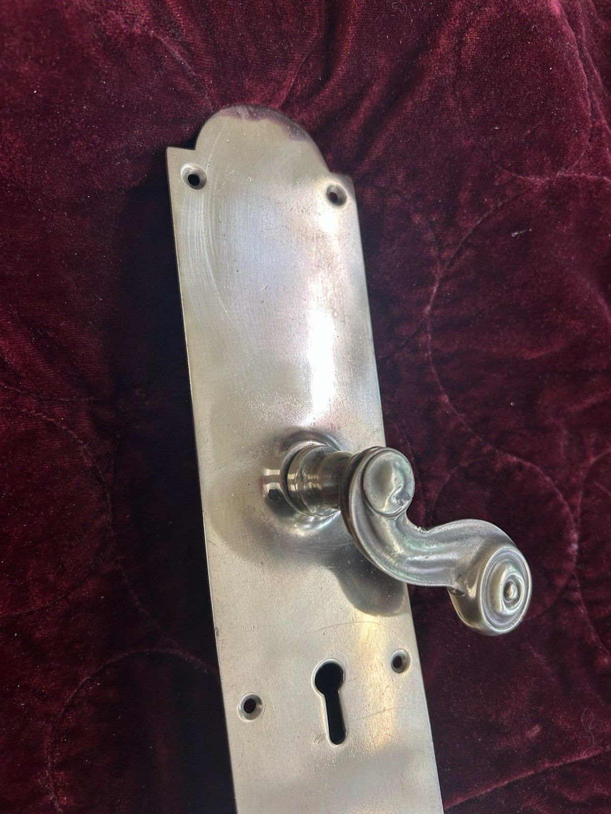 Large Antique Brass Door Handle Old Victorian Period Reclaimed Metal Nouveau Art photo furniture