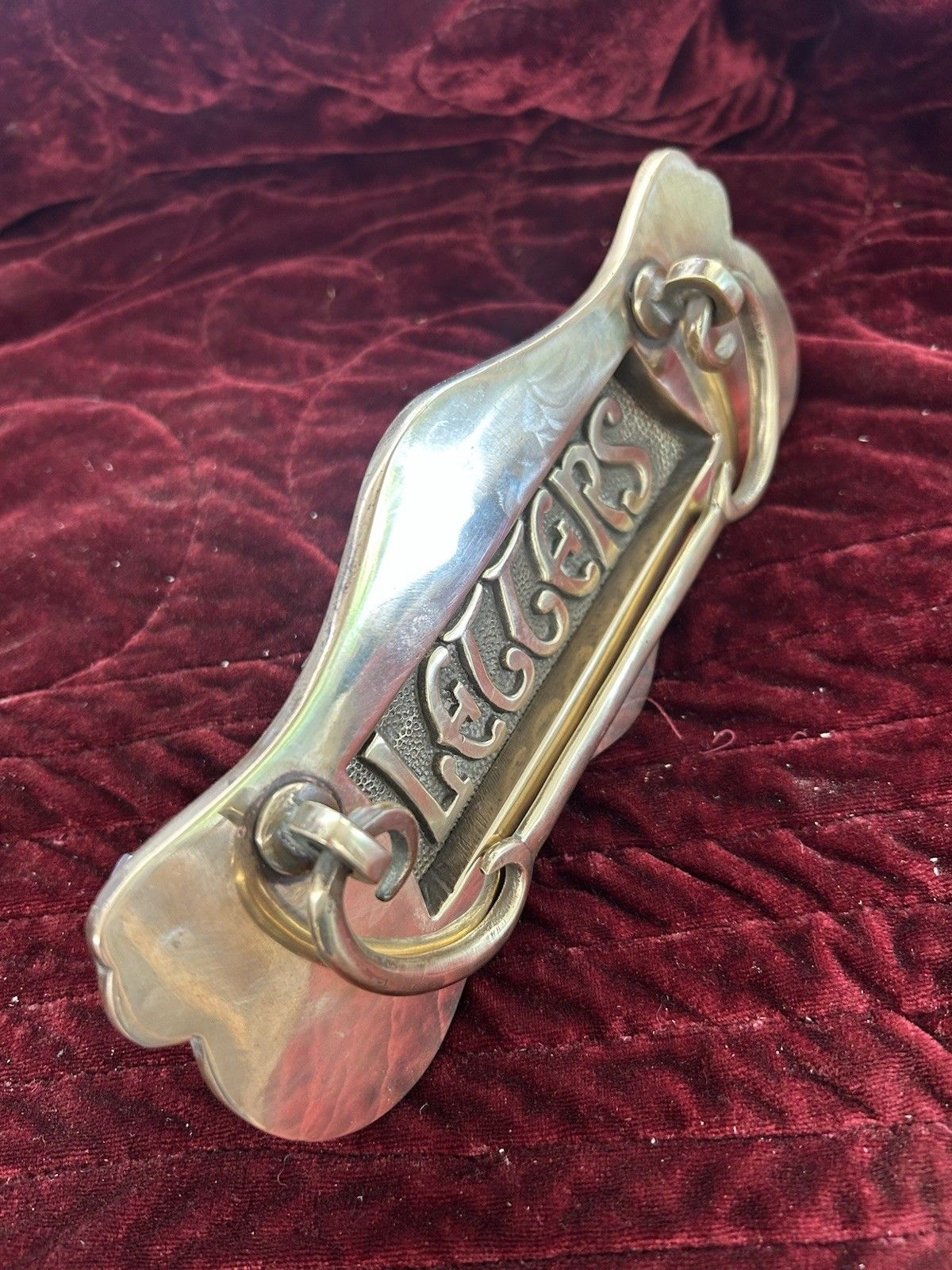 Antique Solid Bronze Front Door Letterbox Pull Old Reclaimed Period Victorian photo furniture