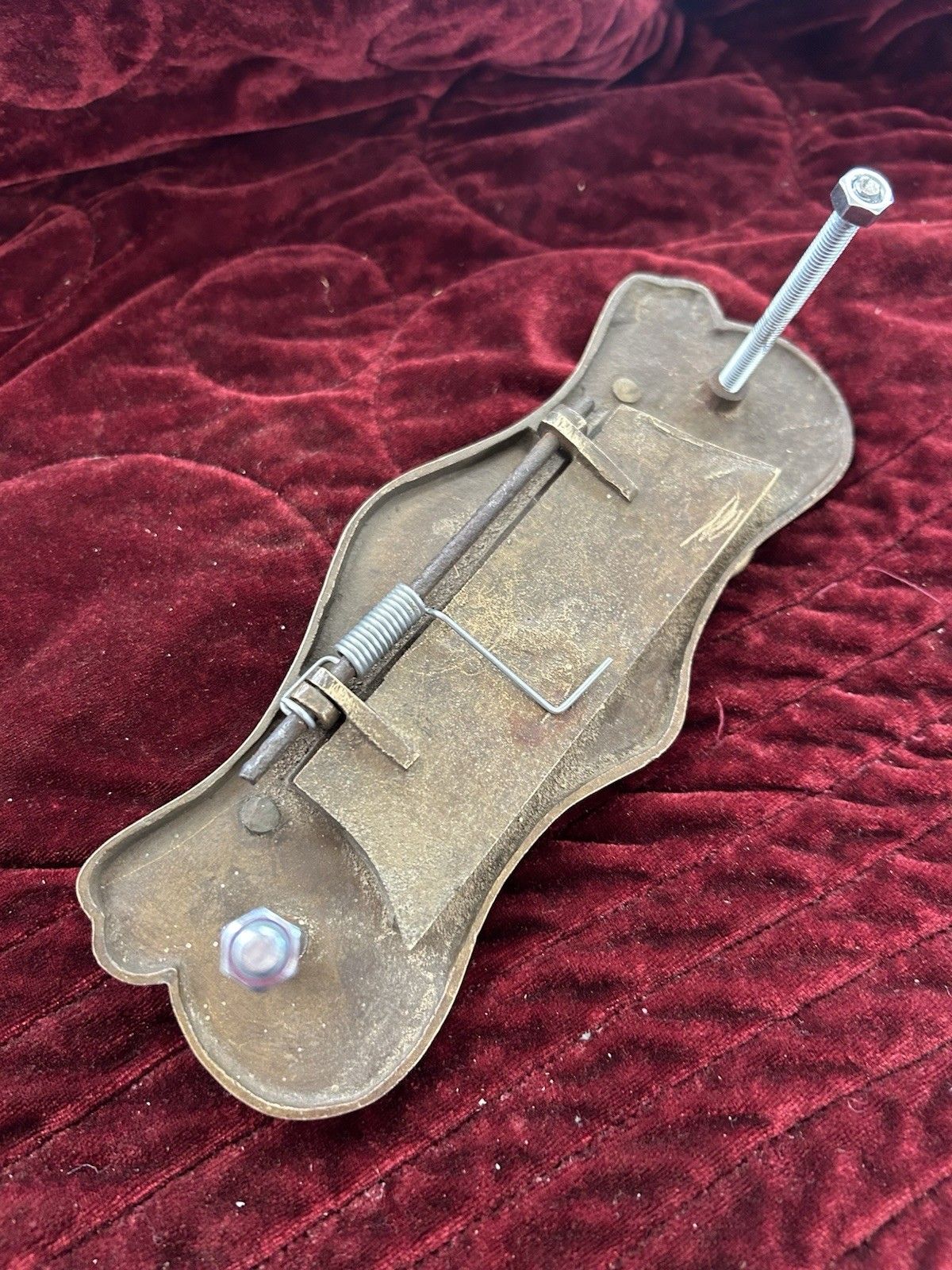 Antique Solid Bronze Front Door Letterbox Pull Old Reclaimed Period Victorian photo vintage