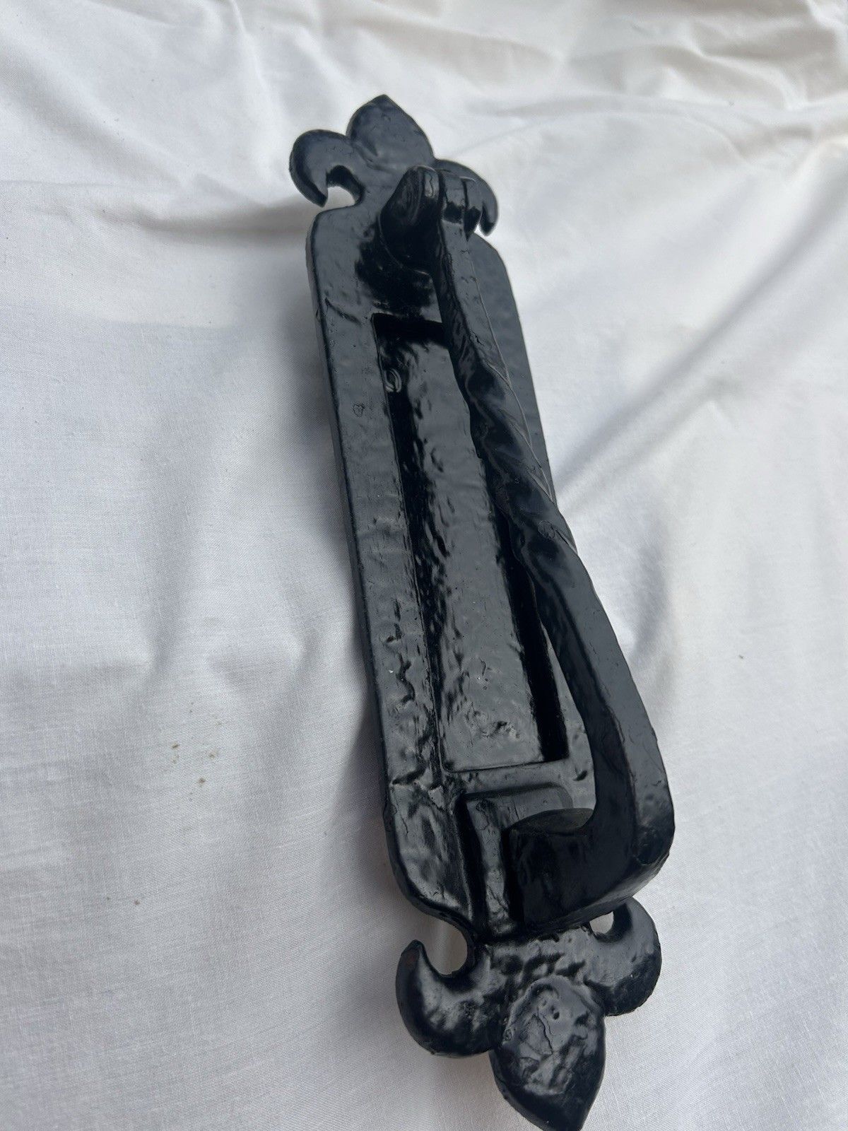 Large Antique Front Door Knocker Letterbox Period Cast Iron Gothic Tudor Metal photo for sale