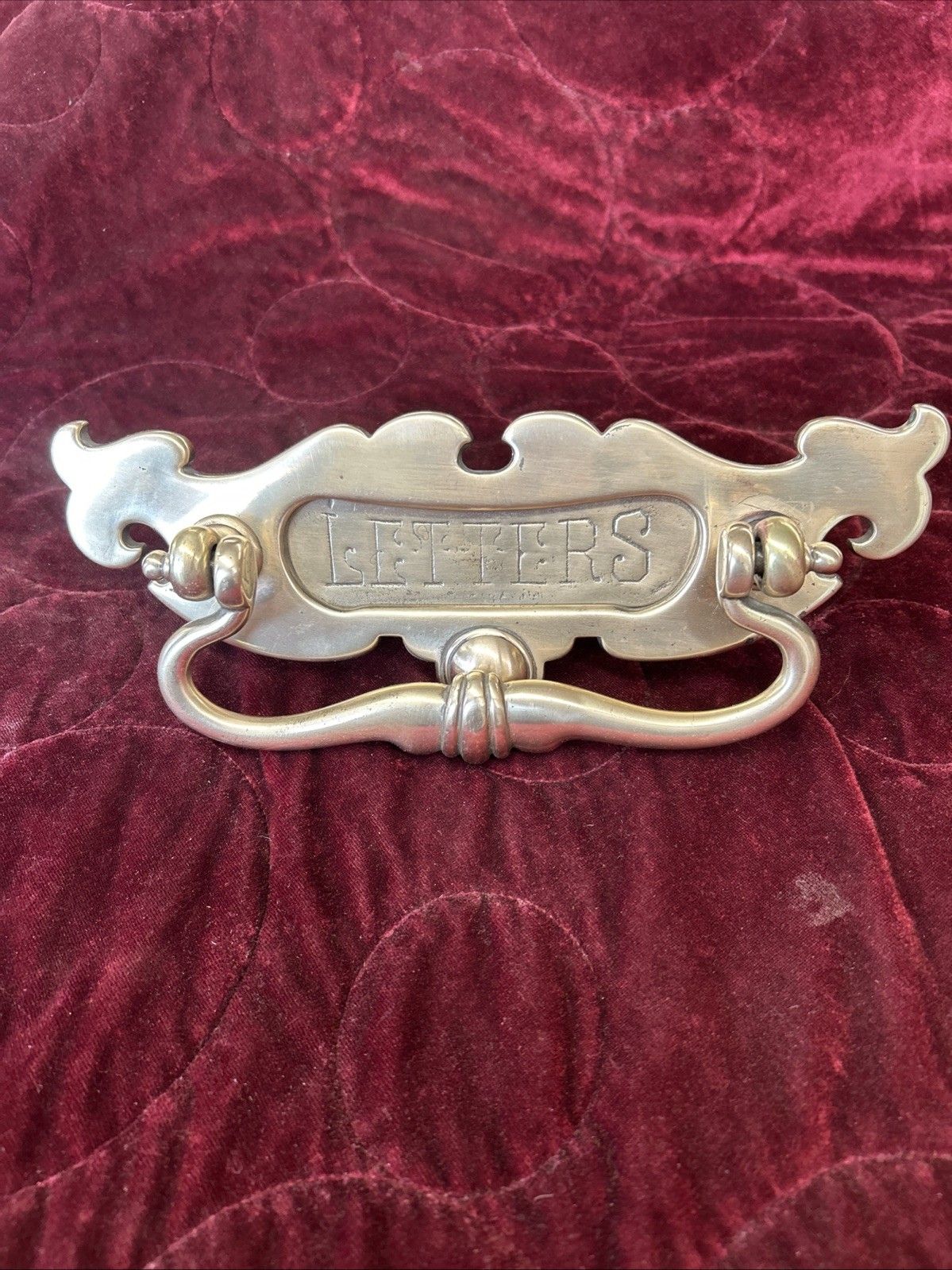 Antique Solid Brass Front Door Letterbox Knocker Old Reclaimed Period Victorian photo for sale