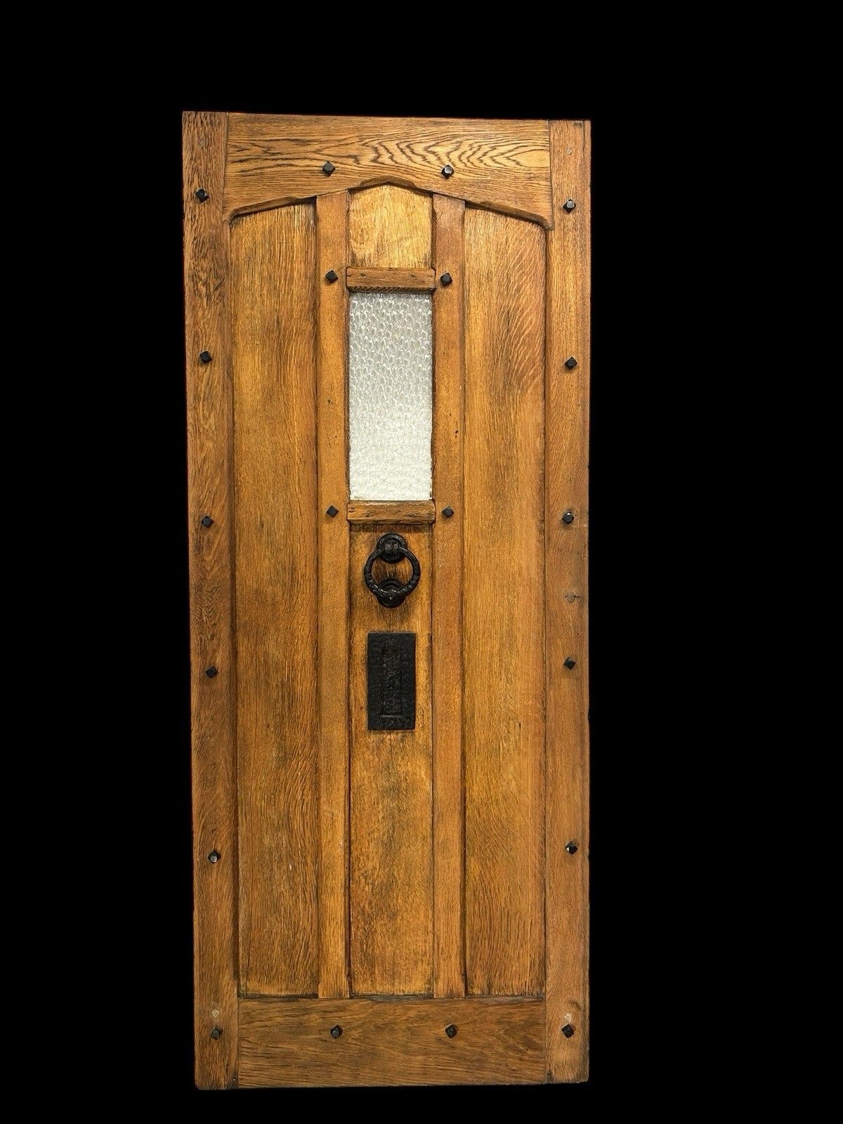 Large Solid Oak Front Door Old Antique Period Reclaimed Glass Cast Iron Refurb