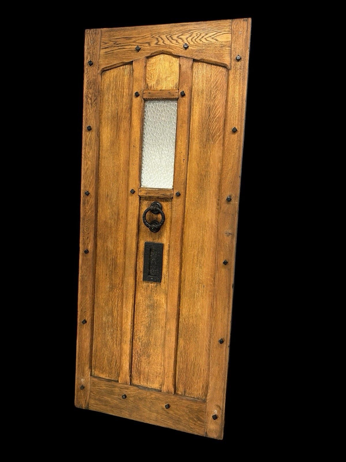 Large Solid Oak Front Door Old Antique Period Reclaimed Glass Cast Iron Refurb photo for sale
