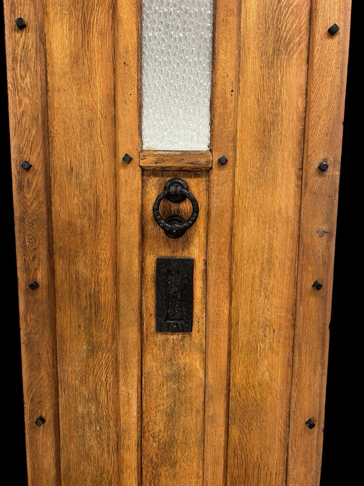Large Solid Oak Front Door Old Antique Period Reclaimed Glass Cast Iron Refurb photo vinterior