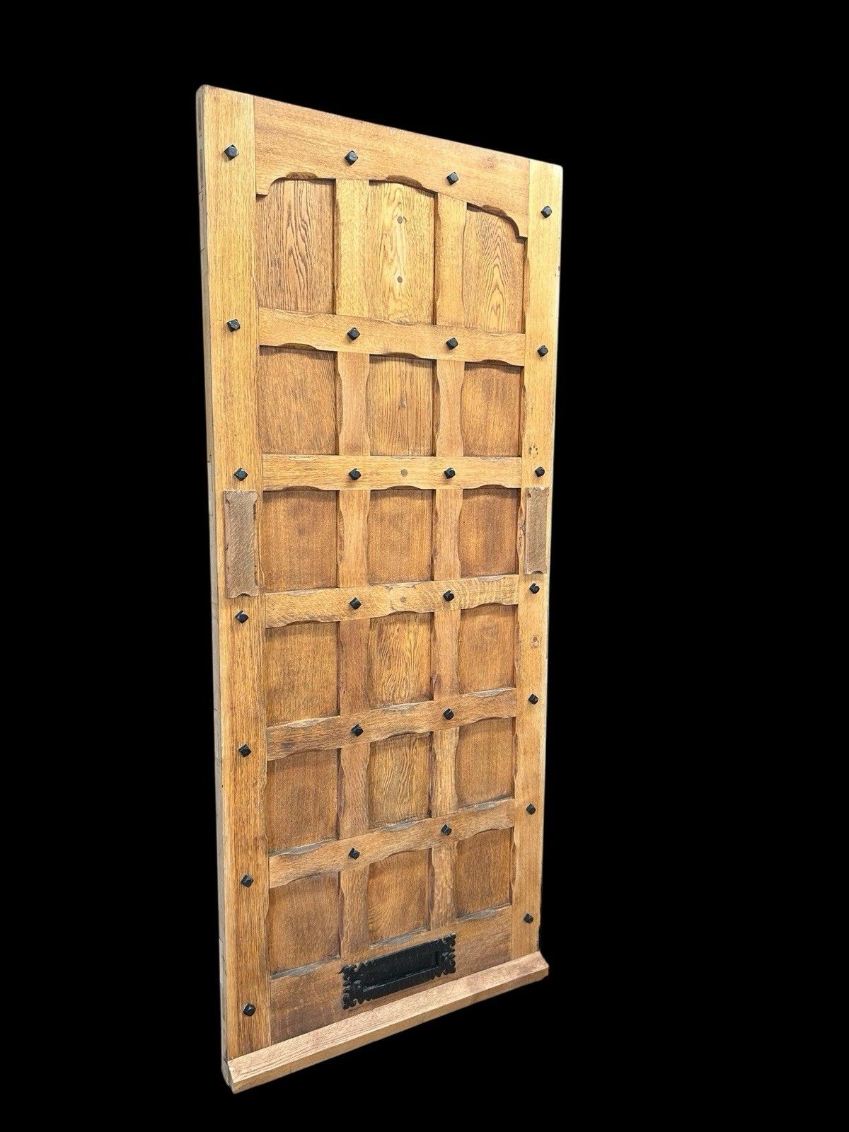 Solid Oak Front Door Old Antique Period Reclaimed Glass Cast Iron Refurbished photo furniture