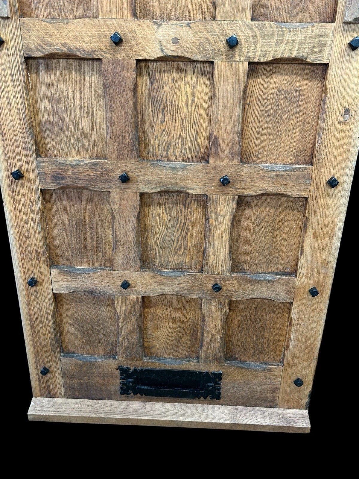 Solid Oak Front Door Old Antique Period Reclaimed Glass Cast Iron Refurbished photo vinterior