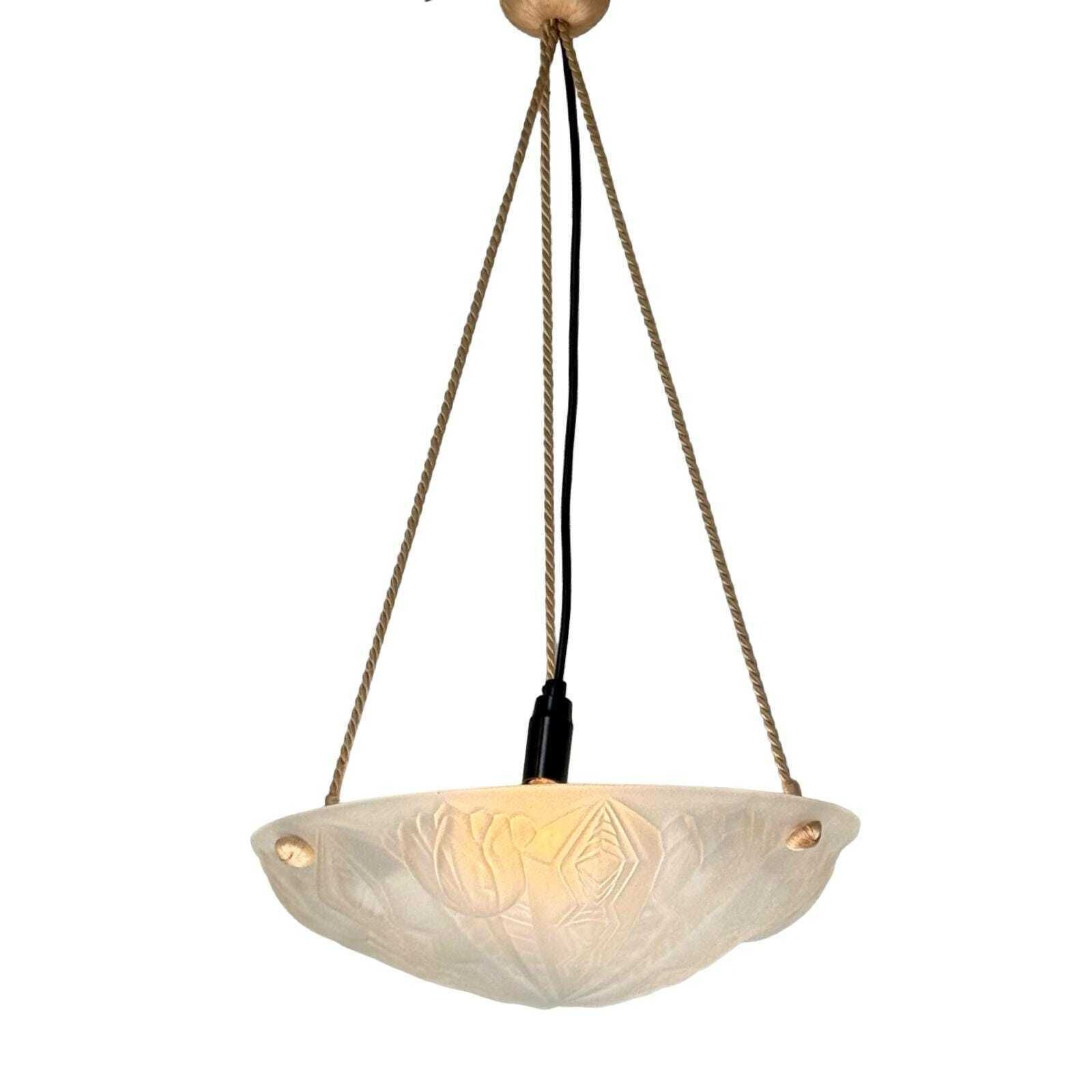Art Deco   Ceiling Fixture   France   In The Style Of Degue   Matt Glass