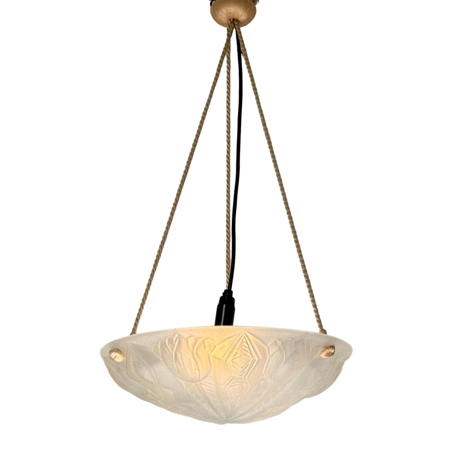 Art Deco   Ceiling Fixture   France   In The Style Of Degue   Matt Glass photo Lighting