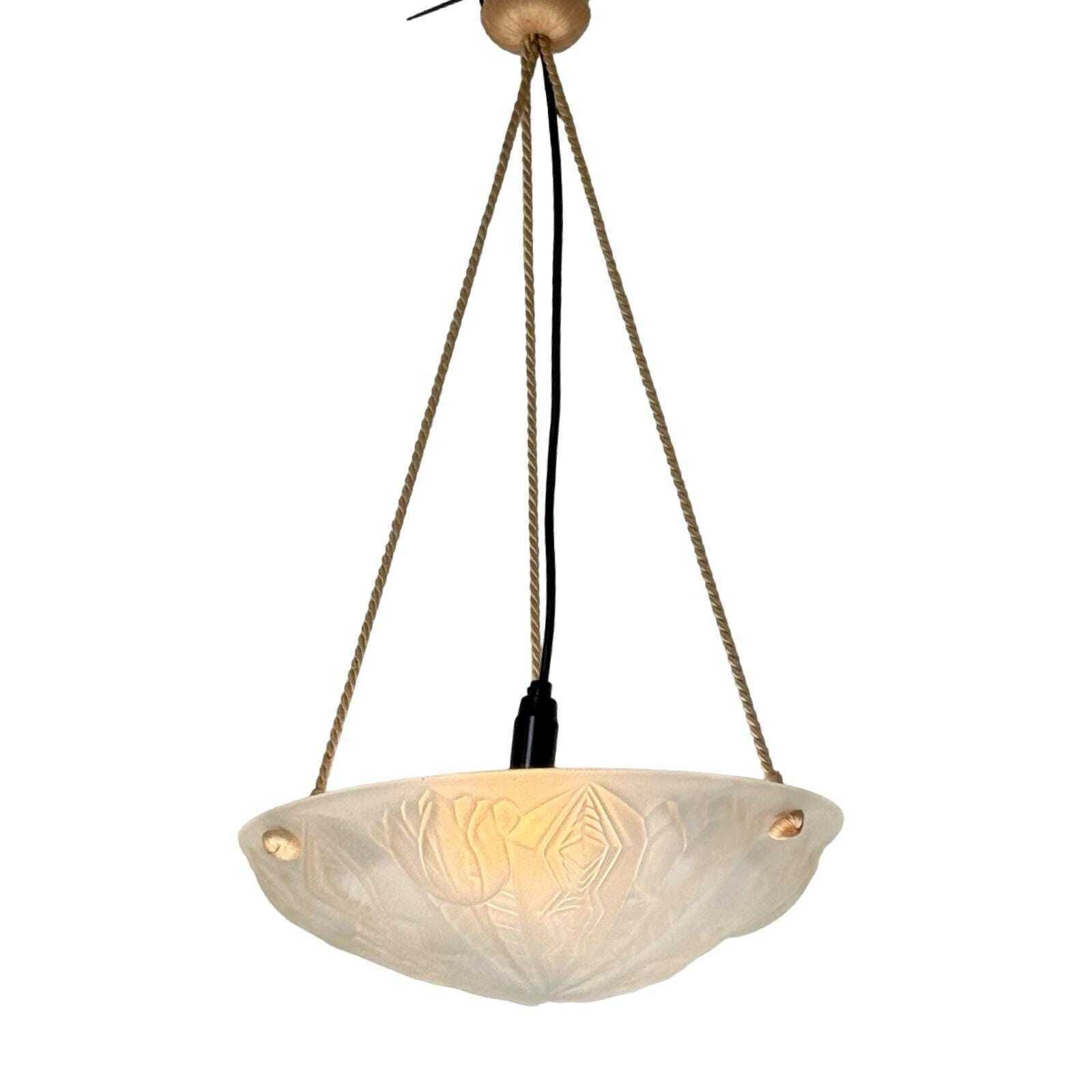 Art Deco   Ceiling Fixture   France   In The Style Of Degue   Matt Glass photo vinterior