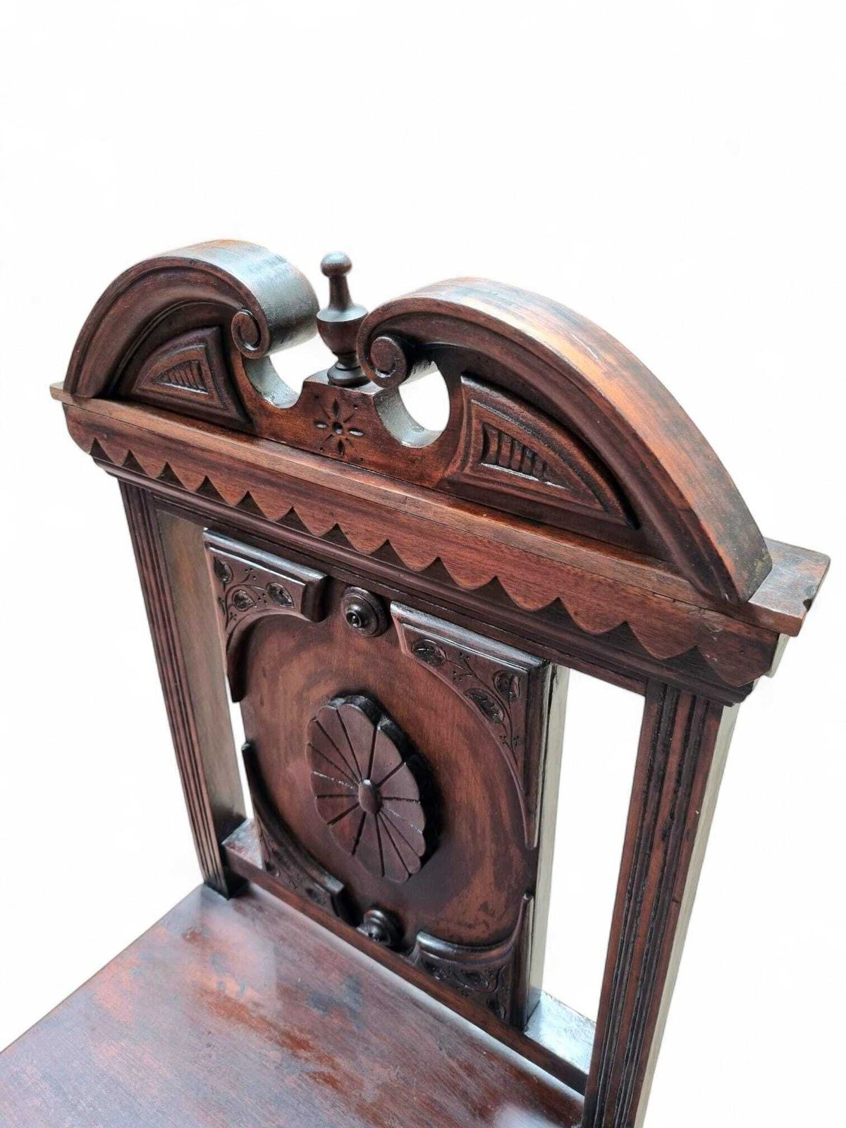 Antique Mahogany Hall Chair / Highly Carved / C1840 / Free Delivery photo furniture