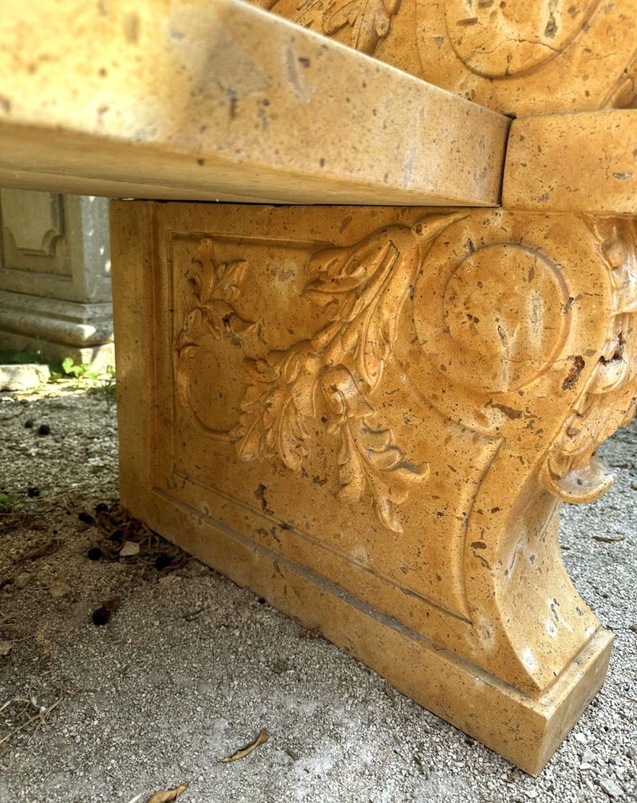 photo furniture Extraordinary Italian Vienna Marble Finely Carved Bench  Delivery Available 0117.