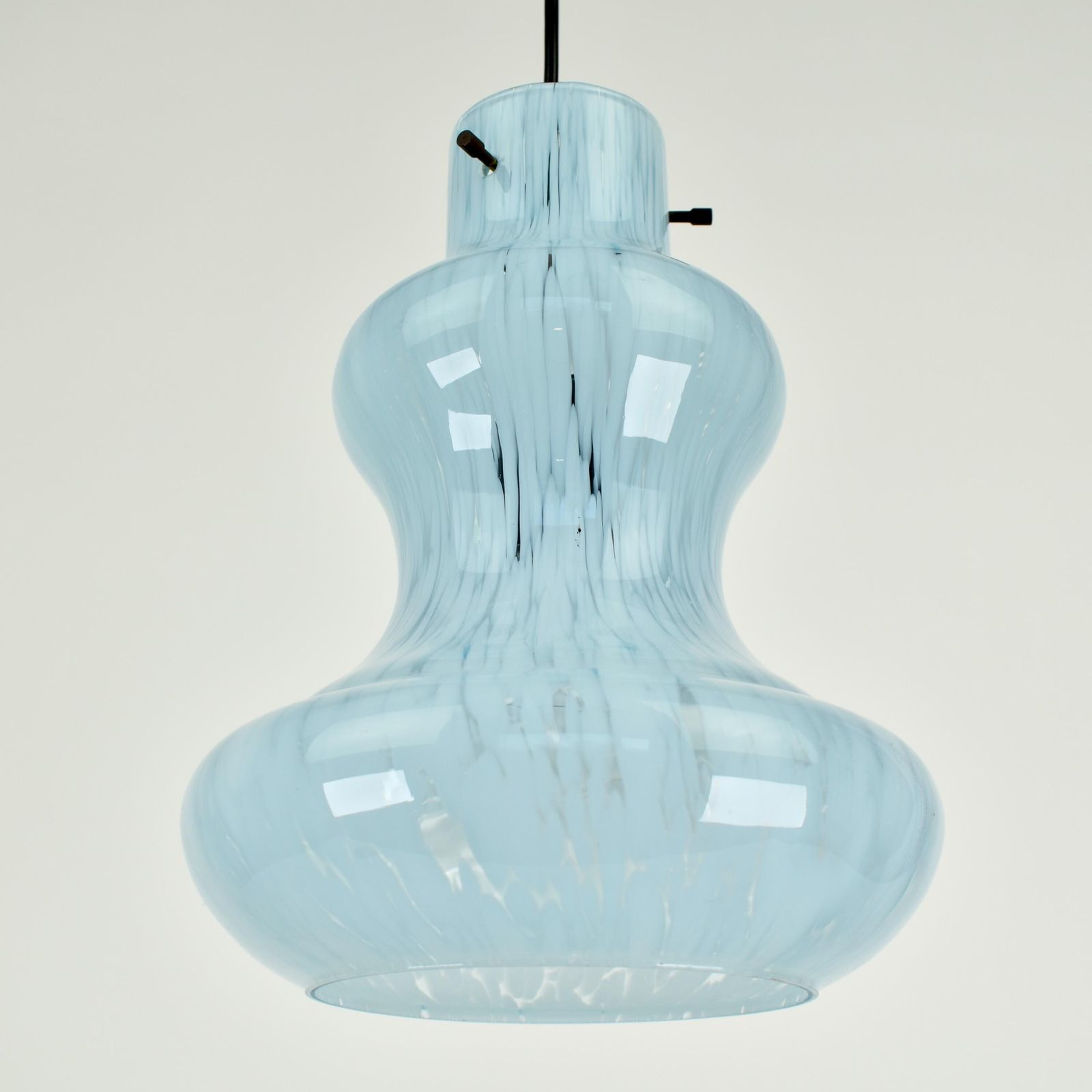 1960s Cloud Glass Pendant Light Blue Mid Century Modern | Ceiling Lamp Murano Glass Gino Vistosi | Italian Vintage Clichy Massimo Vignelli photo for sale