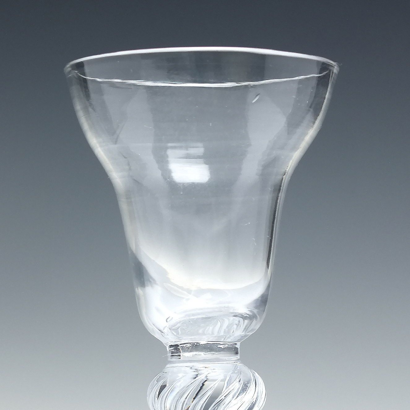 Rare 18th Century Pan Top Double Knop Air Twist Wine Glass C1750 photo for sale