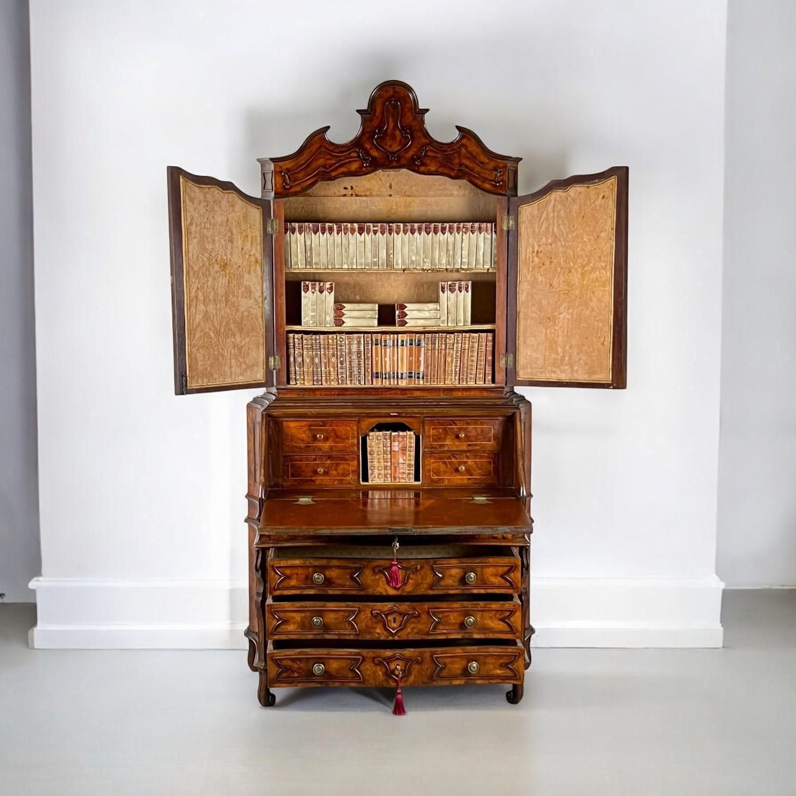 A 19th Century Venetian Mirrored Bureau Bookcase In Briar Wood photo for sale