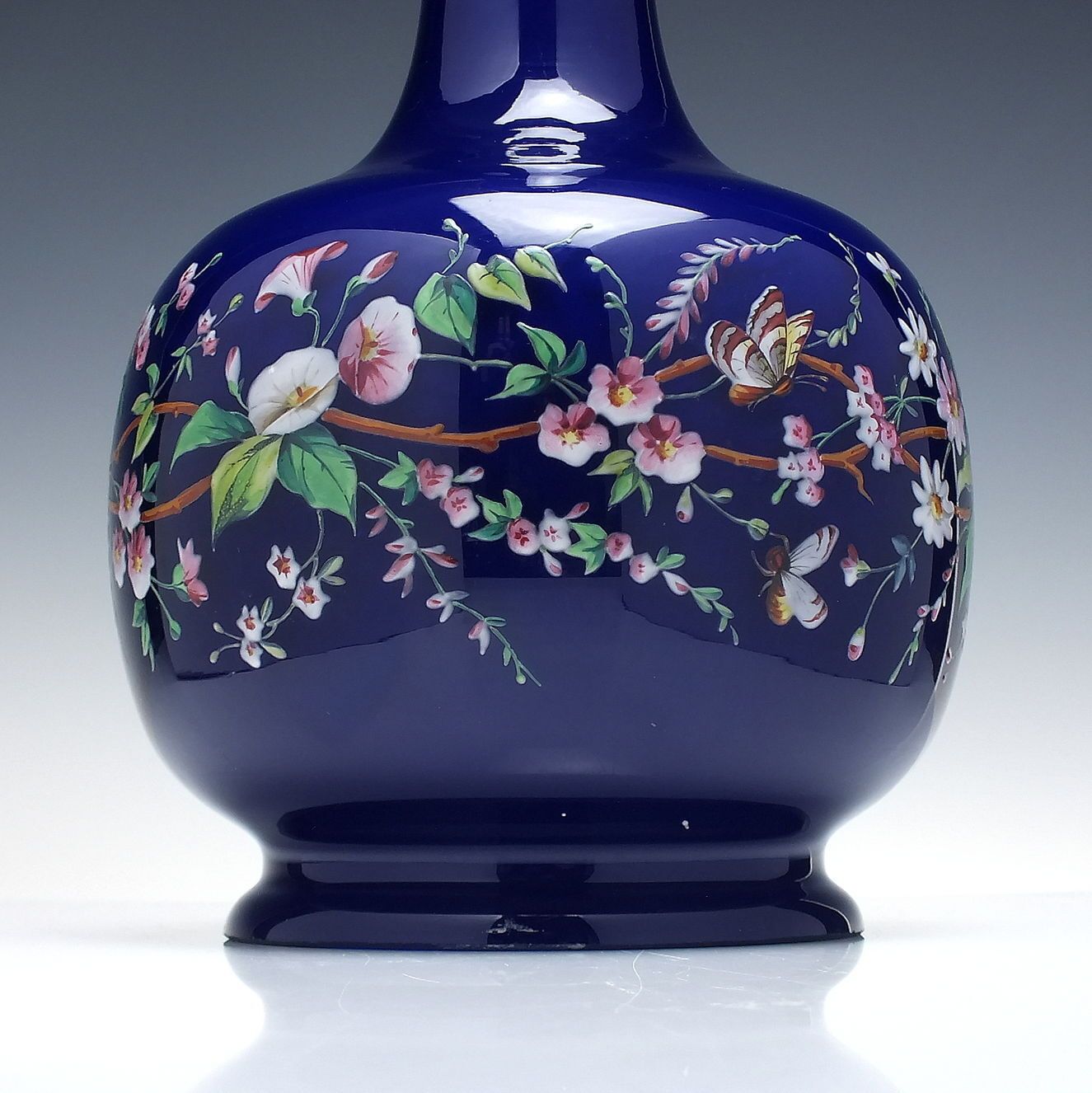 Rare Pair Large Japanese Enamelled Glass Insense Burner Vases C1900 photo buy