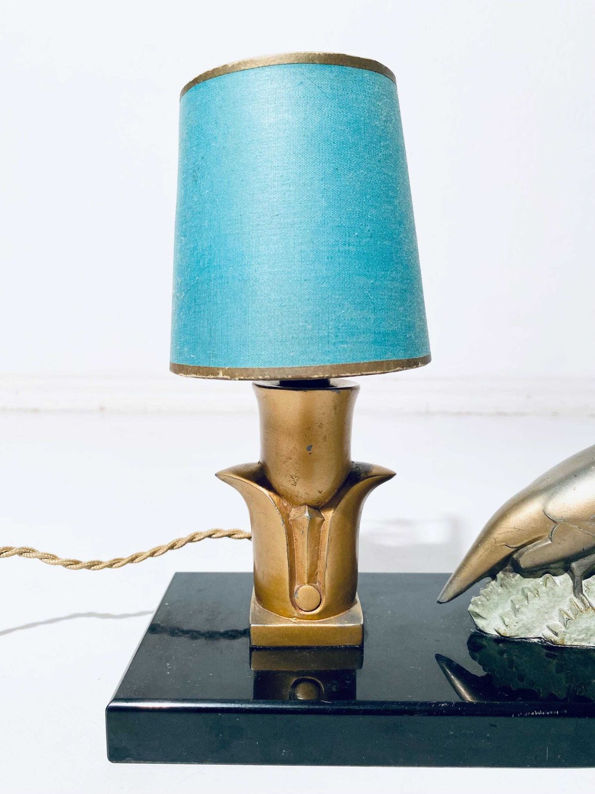 Art Deco Vintage Table Reading Lamp With Pheasants / French Interior photo vinterior