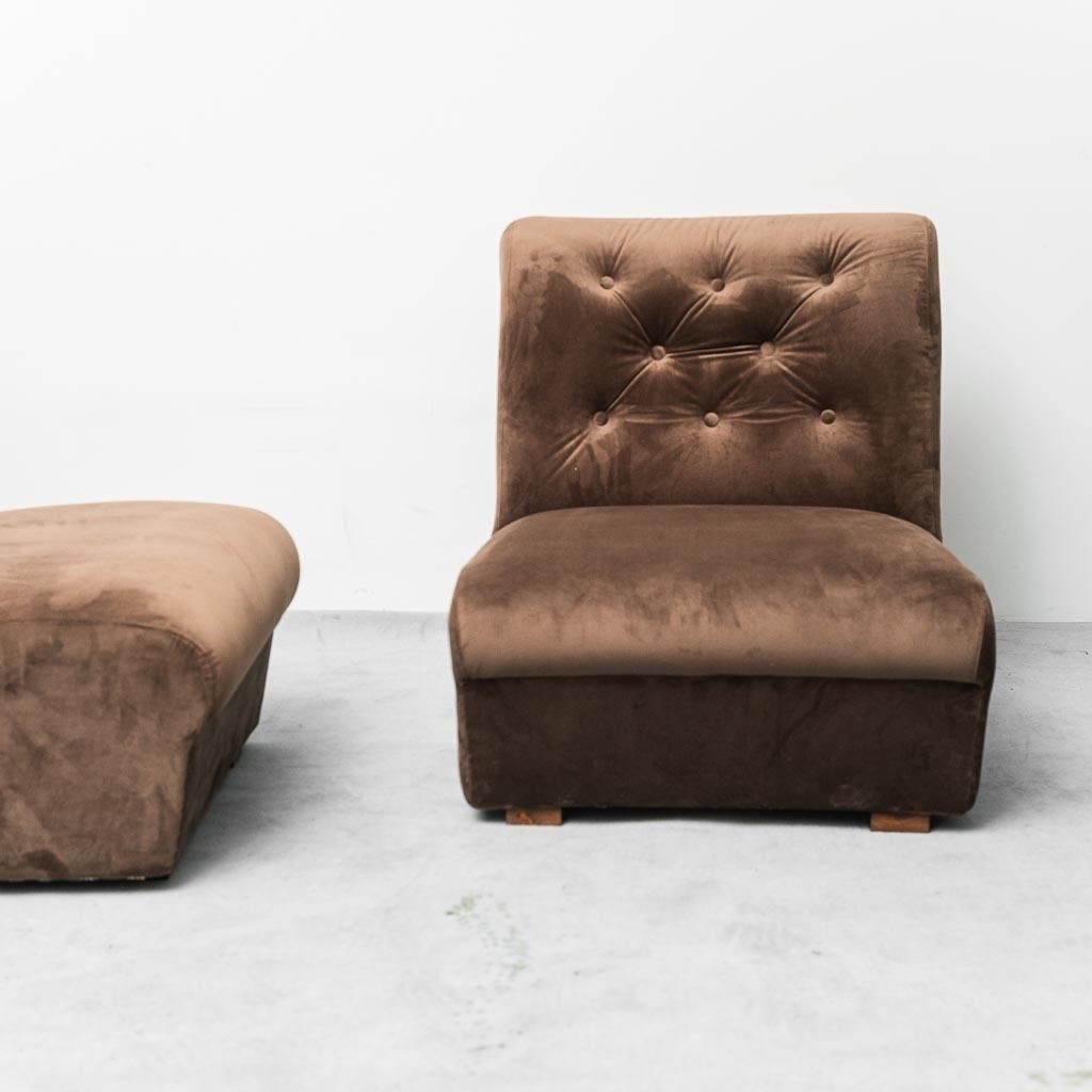 Pair Of Brown Velvet Armchairs 70s Vintage Modernism photo furniture