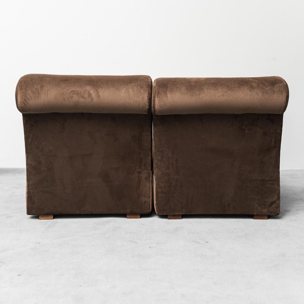 photo furniture Pair Of Brown Velvet Armchairs 70s Vintage Modernism