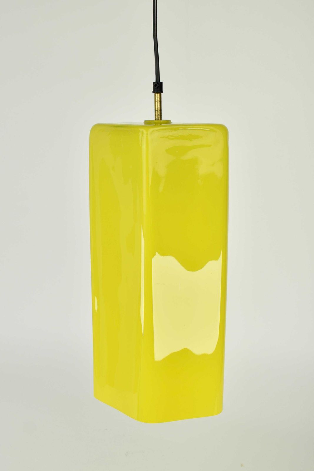 Rare 1950s Murano Glass Pendant Light Massimo Vignelli Vistosi Venini | Rhomboid Diamond Yellow Ceiling Lamp Mid Century Modern Vintage photo furniture