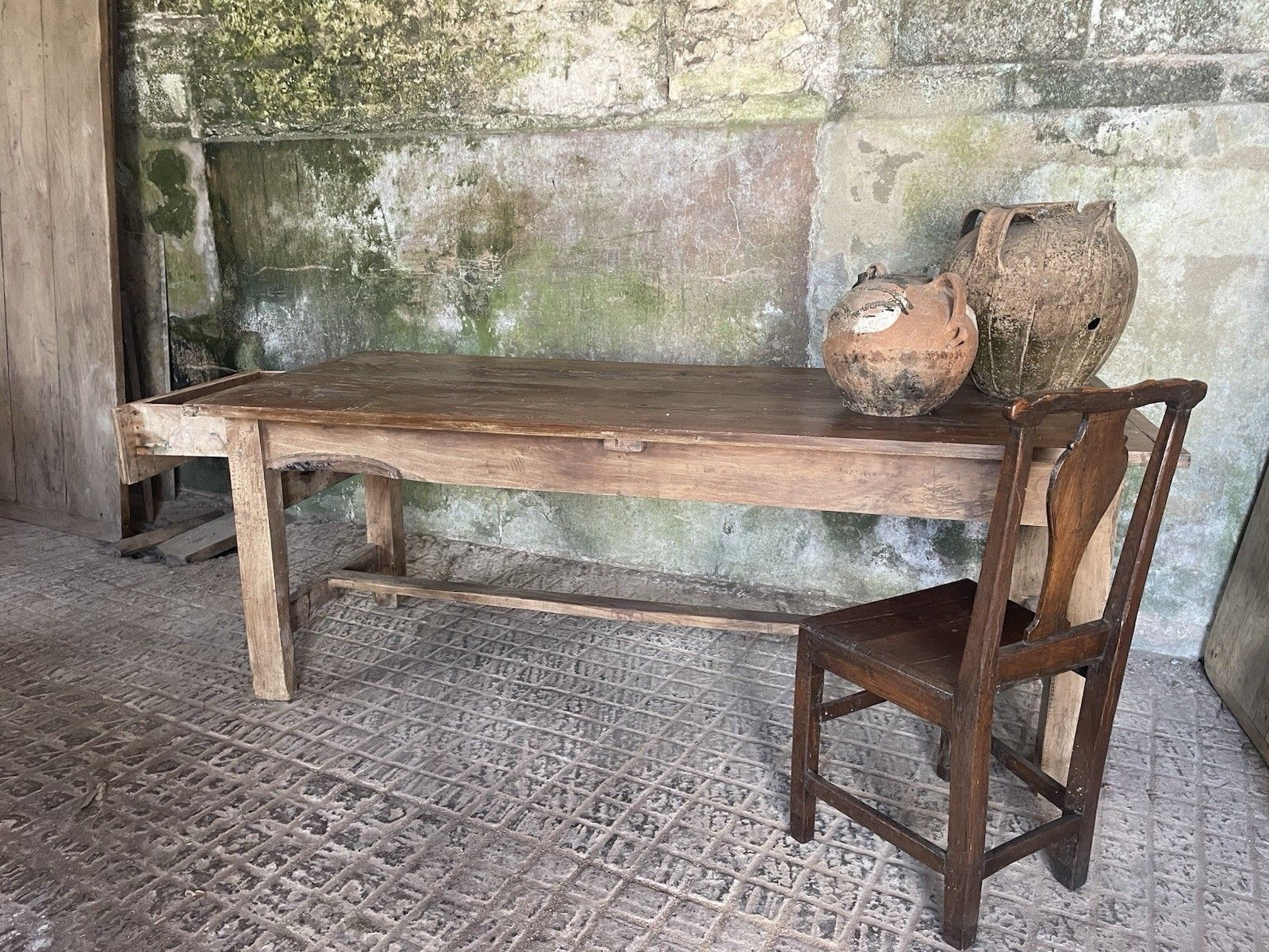 Antique French Farmhouse Rustic Refectory Kitchen Table. photo vinterior