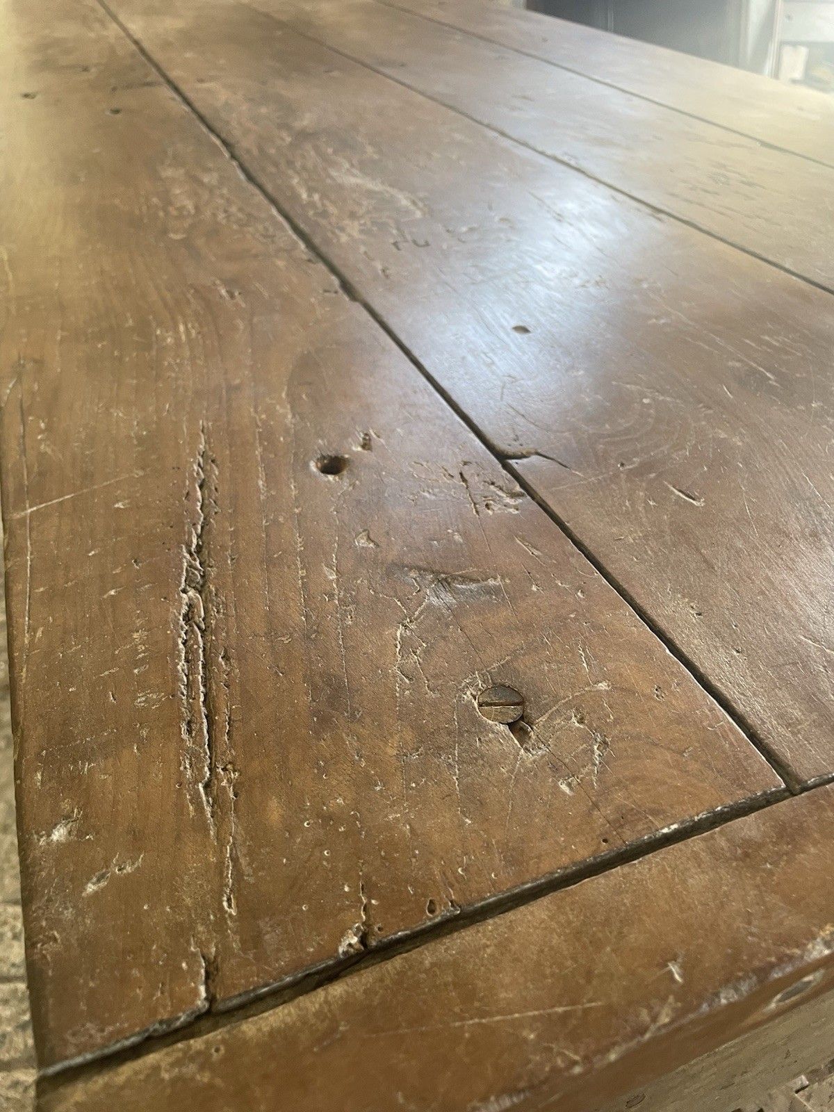 Antique French Farmhouse Rustic Refectory Kitchen Table. photo vintage