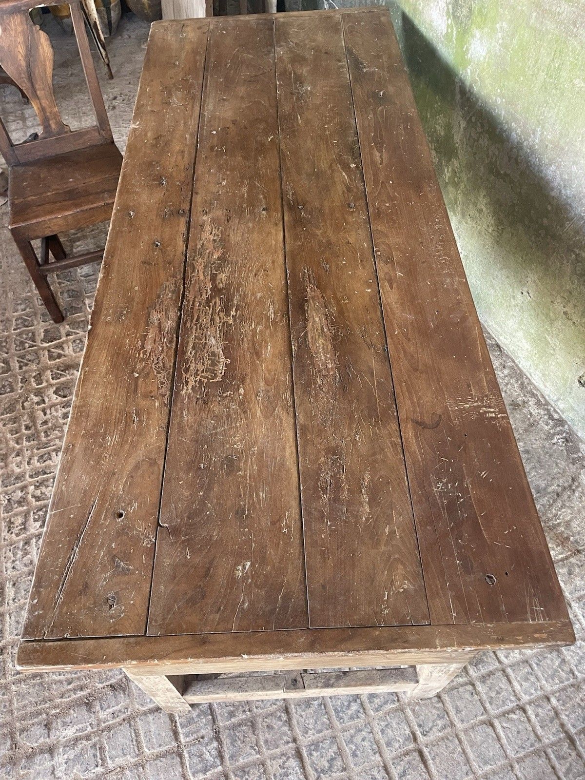 photo furniture Antique French Farmhouse Rustic Refectory Kitchen Table.