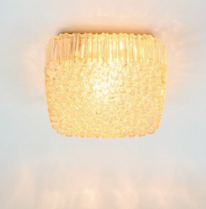 Mid Century Amber Bubble Glazen Plafondlamp Van Helena Tynell Voor Limburg, Duitsland, Jaren 1970 photo vinterior