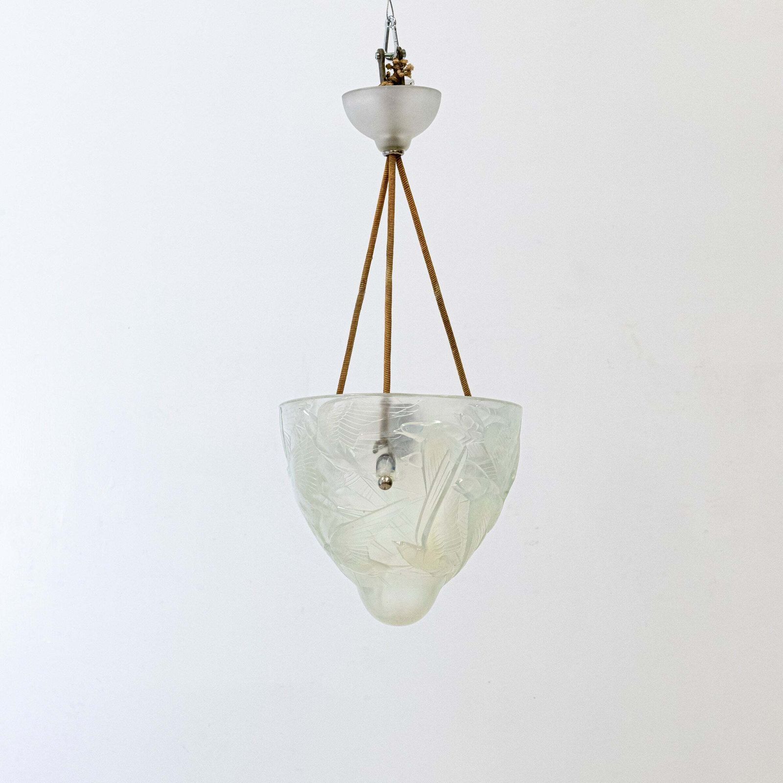 photo for sale Antique Henri Dieupart Abstract Art Deco Bird Bowl Pendant Light