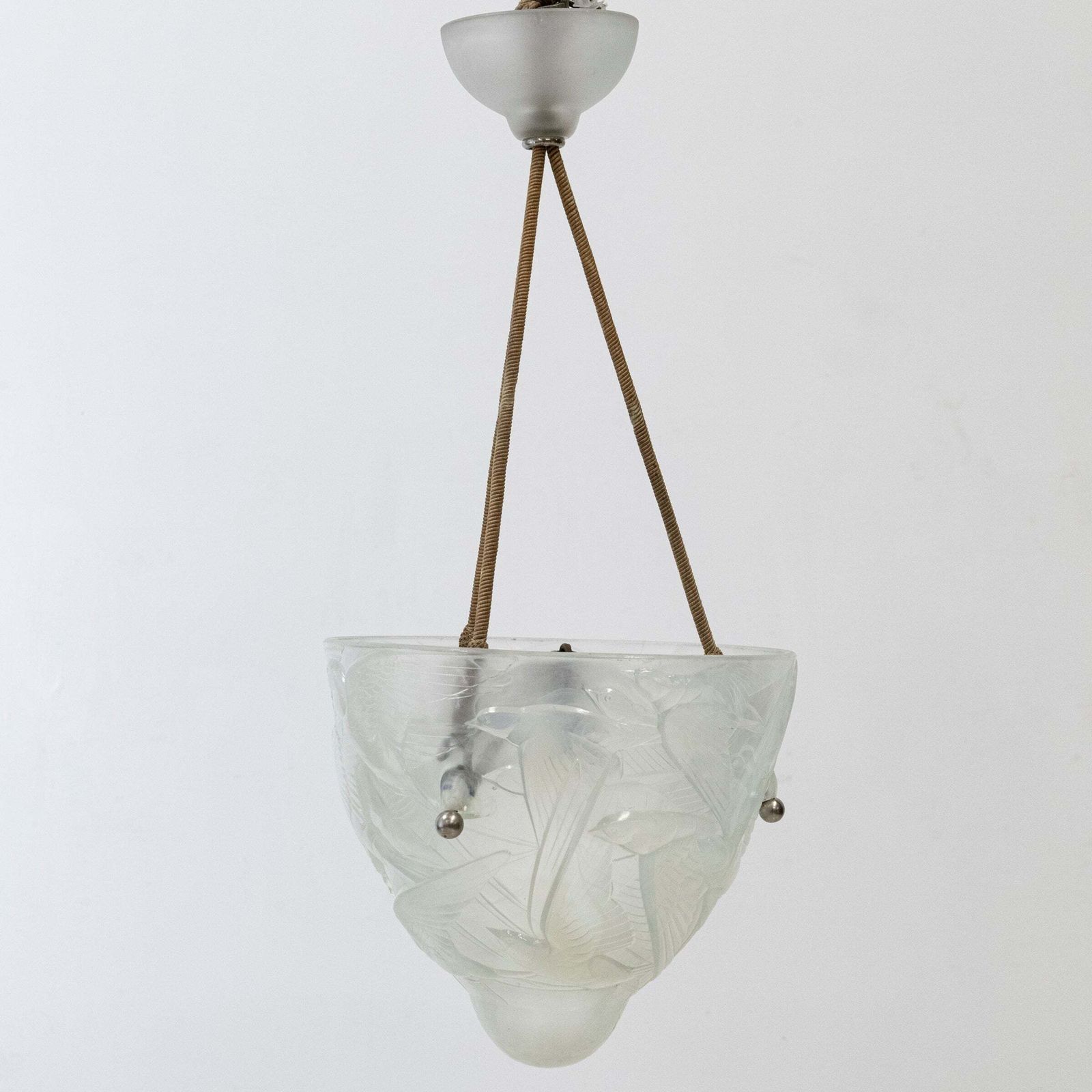 photo vintage Antique Henri Dieupart Abstract Art Deco Bird Bowl Pendant Light
