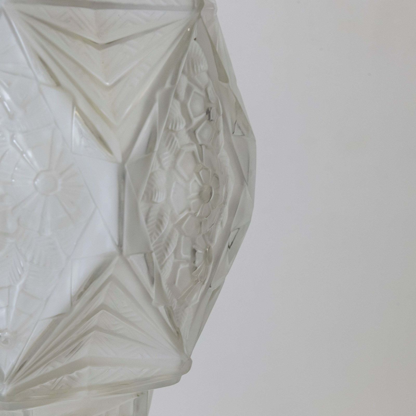 French Art Deco Pendant Light | Frosted Glass With Florals photo furniture