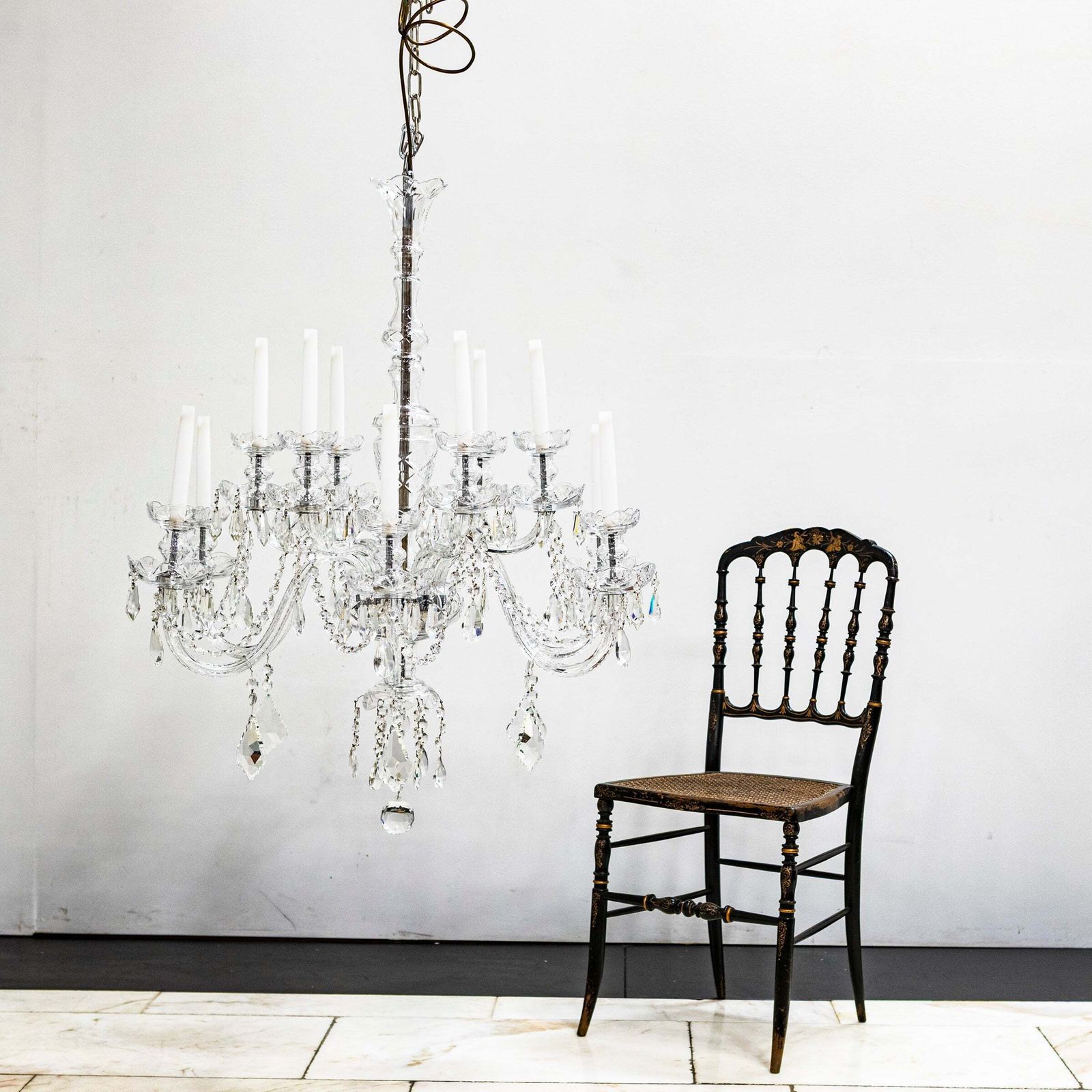Large Antique Crystal Chandelier From Victoria Palace Theatre | Pair Available photo for sale