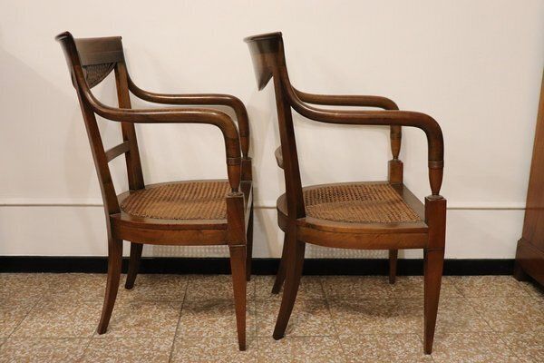 Antique Walnut And Vienna Sraw Armchairs, Set Of 2 photo furniture