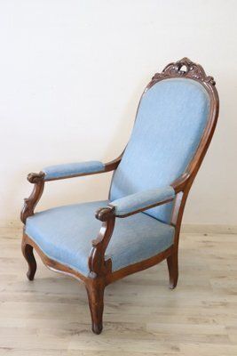 Antique Walnut Armchair, Mid 19th Century photo vintage