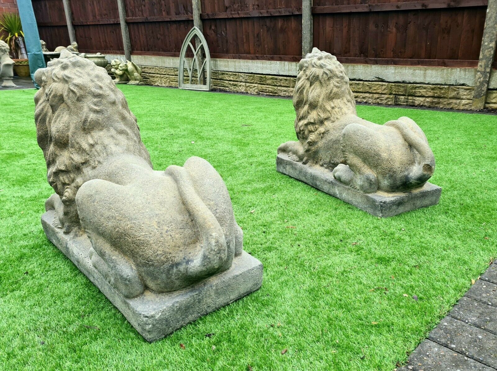 Vintage Superb Langport Lions English Stone   Delivery Available Via Our Specialist Sister Courier Company 0242. photo vintage