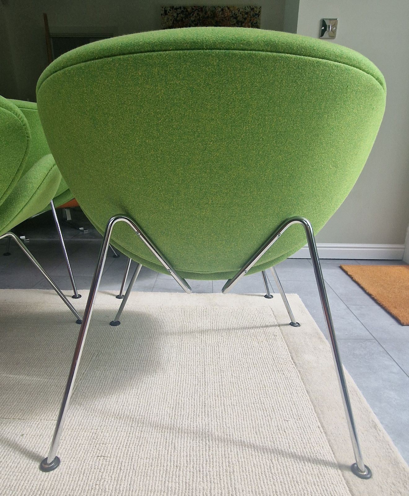 Set Of 4 Early Edition Orange Slice Chair Smodel F437 Pierre Paulin For Artifort In Orignal Green Fabric photo furniture