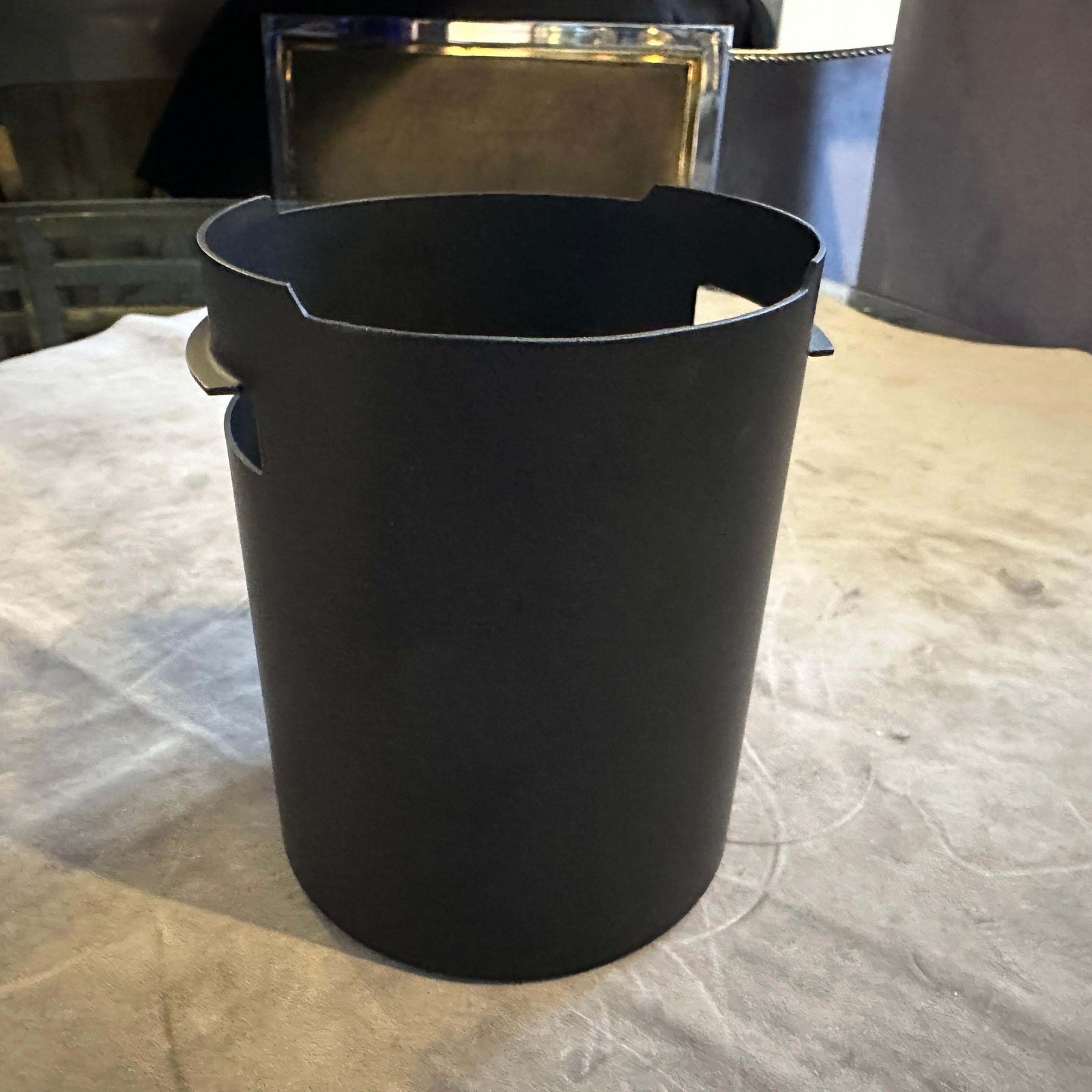 1980s Minimalist Black Steel Ice Bucket By Gio Ponti For Fratelli Calderoni photo furniture