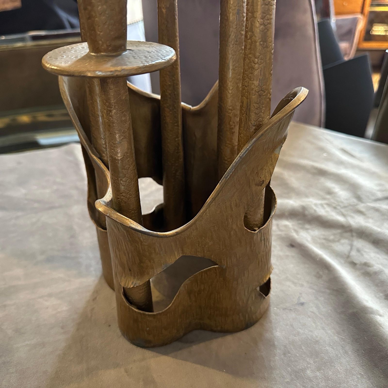 Home Decor 1970s Mid Century Modern Gilded Pewter Sculptured Candelabra By Prof. Ceccherini photo