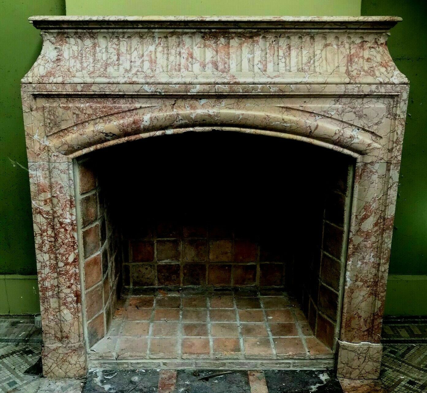 Louis XIV Style Fireplace With Pink Veined Marble Hood 19th Century photo furniture