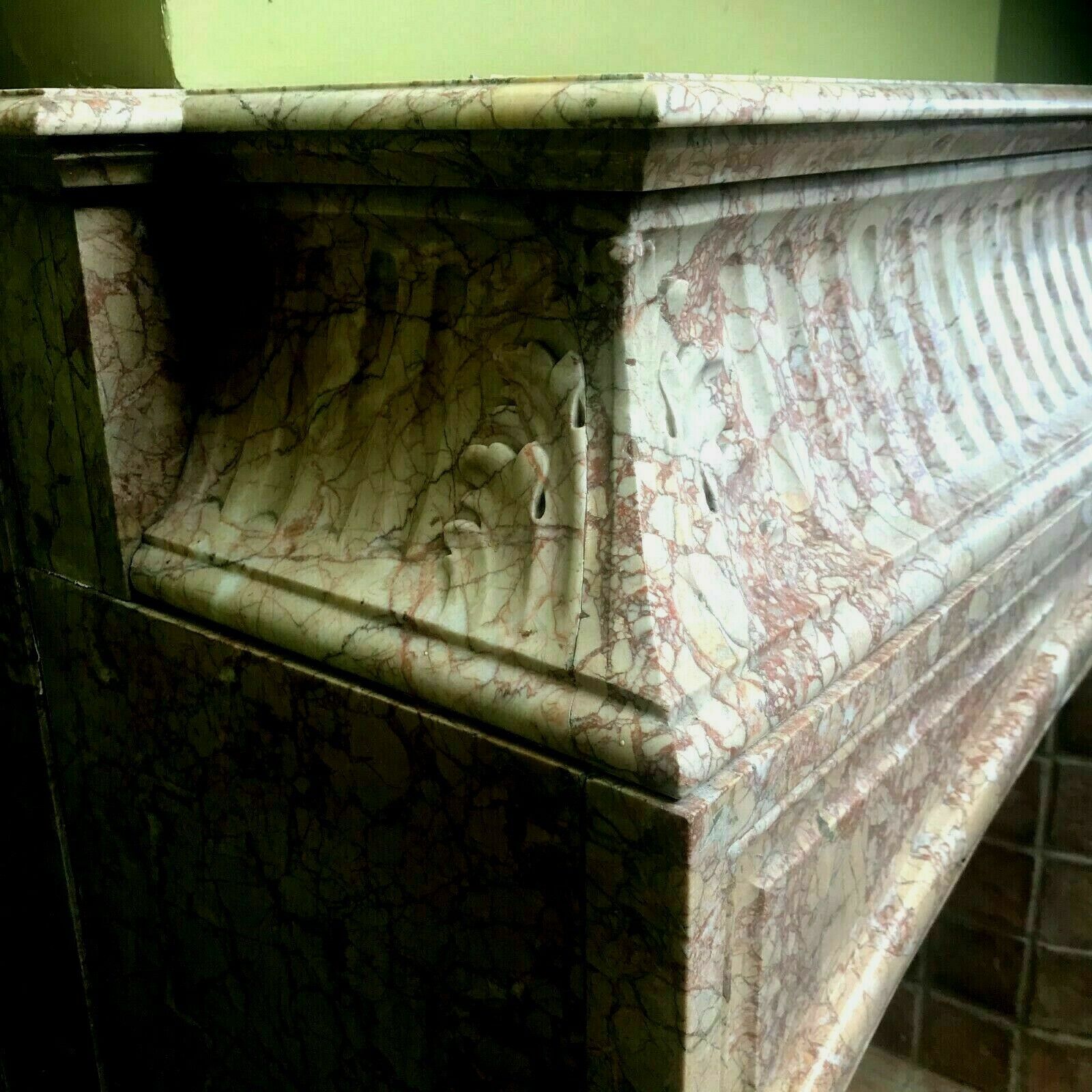Louis XIV Style Fireplace With Pink Veined Marble Hood 19th Century photo 5240.25