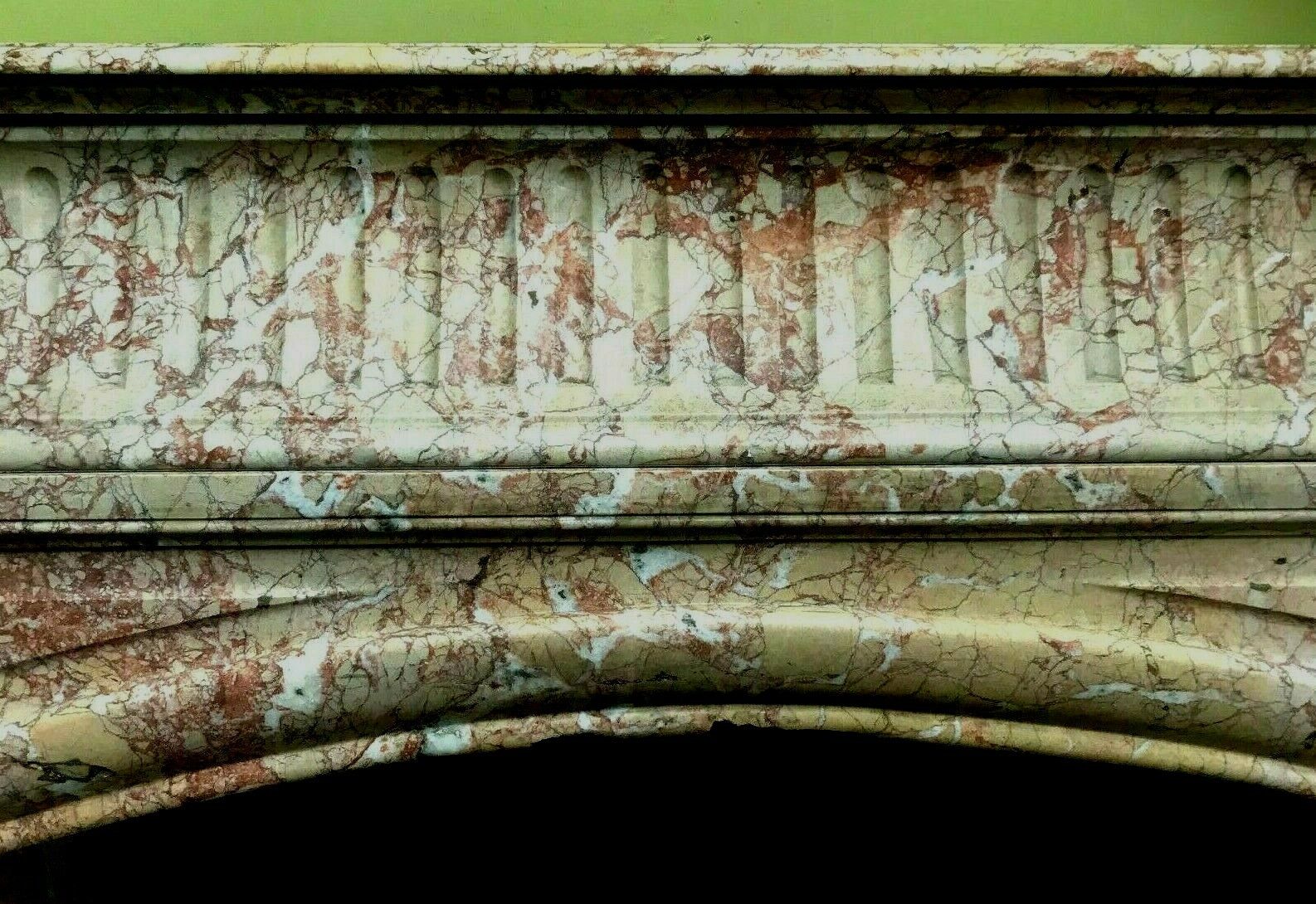 Louis XIV Style Fireplace With Pink Veined Marble Hood 19th Century photo buy